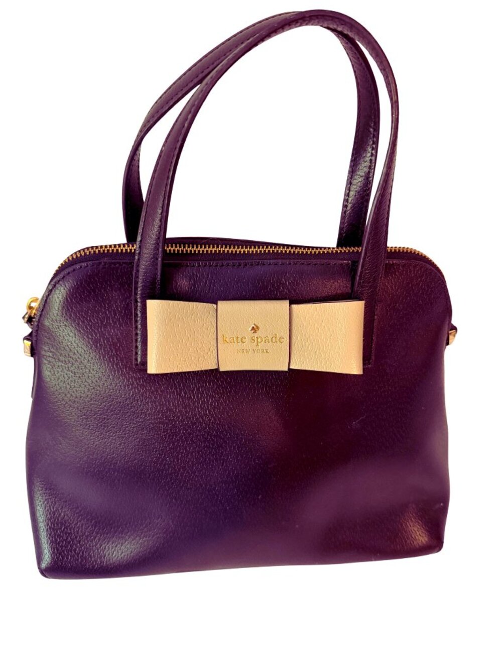 Kate Spade Matthews Street Maise Black Leather Ivory Bow Satchel